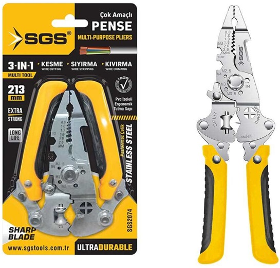 SGS Çok Amaçlı Elektrikçi Pense 3 In 1 (10/Paket) ✓